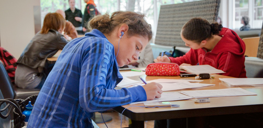 Students studying in the Bibliocafe