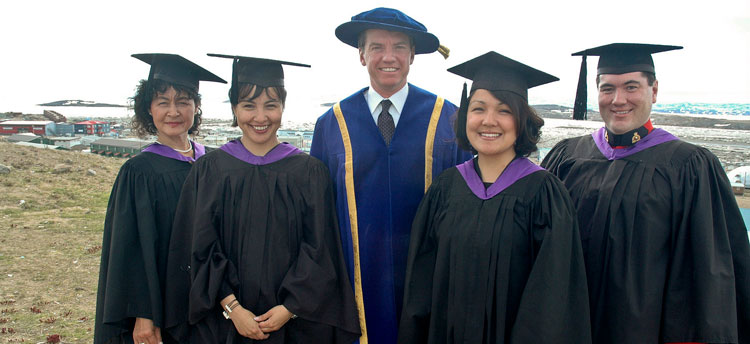 UVic President David Turpin with Akitsiraq graduates