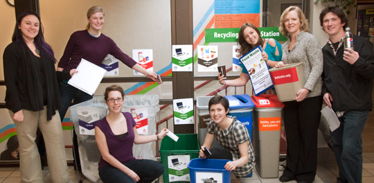 Just one of the many recycling stations around campus.