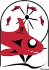 IED's logo featuring a baby whale, salmon and camas lily