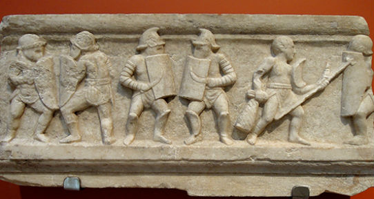 Gladiator relief, Patras Museum.
