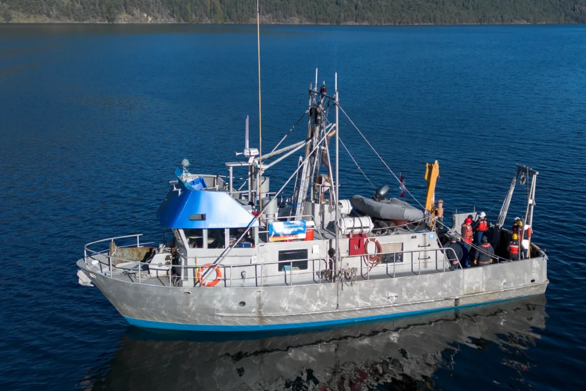The RV John Strickland at sea