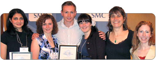 2011 AARMS-CMS Student Poster Winners - Kousha (Ottawa), Lunney (UVic), Malloch (UVic) with CMS StudC cochairs Garaschuk & Plosker, and AARMS Director Janssen.