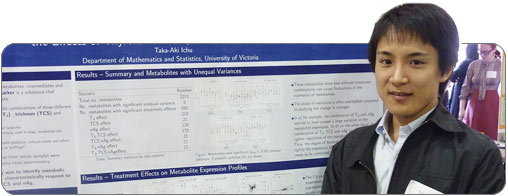 Taka-Aki Ichu presents his poster at the Jamie Cassels Undergraduate Awards (JCURA) fair.