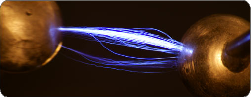 Sparks jump between electrodes of a Wimhurst machine