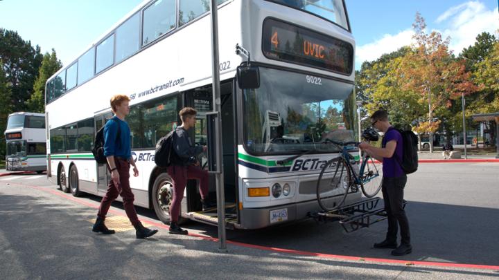 Students boarding a BCTransit bus