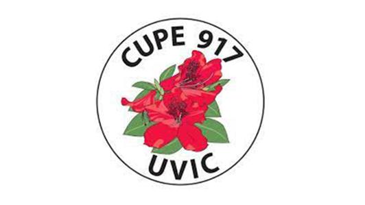 Logo of the Canadian Union of Public Employees, local 917, depicting two blossoming flowers and the legend: "CUPE 917 UVIC"