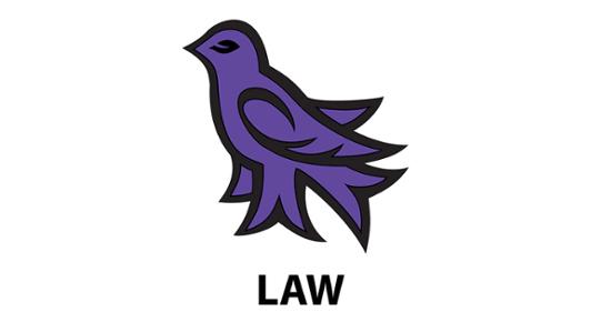 Logo of the Faculty of Law with UVic's martlet