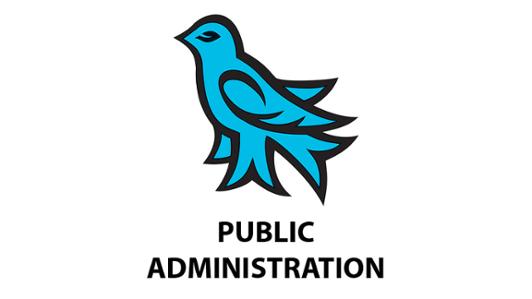 Logo of the School of Public Administration with the UVic martlet 