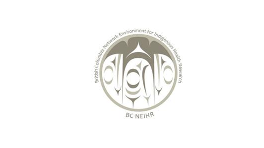 Circular logo with Indigenous art with a legend around it: "British Columbia Network Environment for Indigenous Health Research", followed by its acronym at the bottom: "BC NEIHR" 