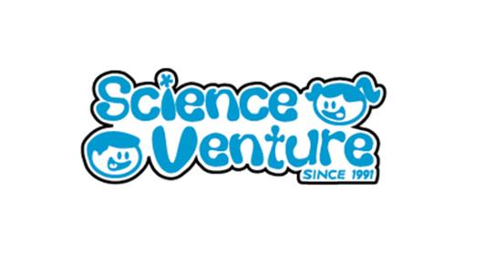 Logo of the Science Venture program, with linear art depicting two faces of a boy and a girl along the title, with the legend: "Since 1991"