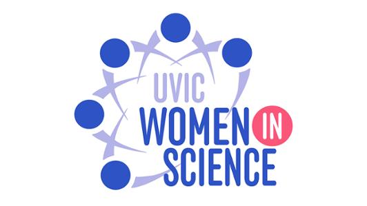 Logo of the "UVic Women in Science" group, depicting an abstract set of individuals from forming a circle with their arms open 