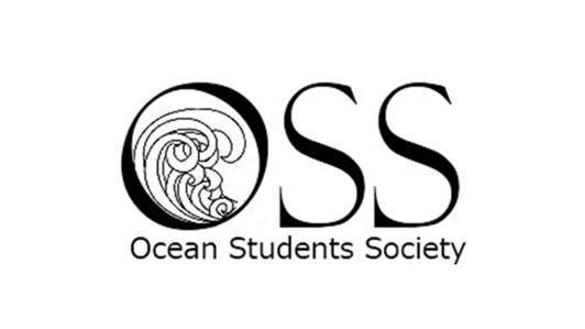 Logo with ocean theme with the text: "OSS, Ocean Students Society"