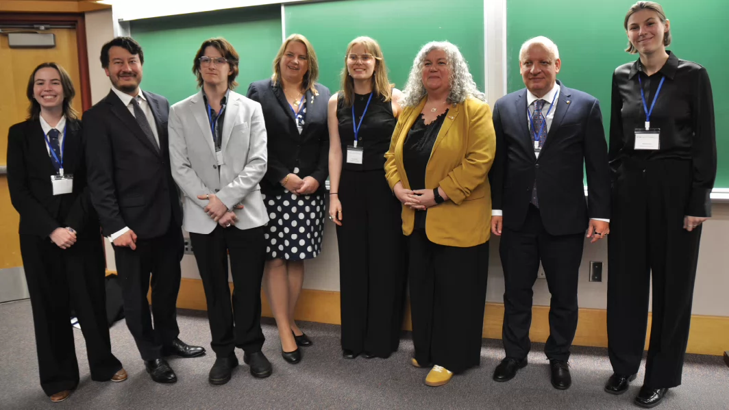 Photo of the four EU consuls visiting UVic in May: Poland, Ireland, Romania and France