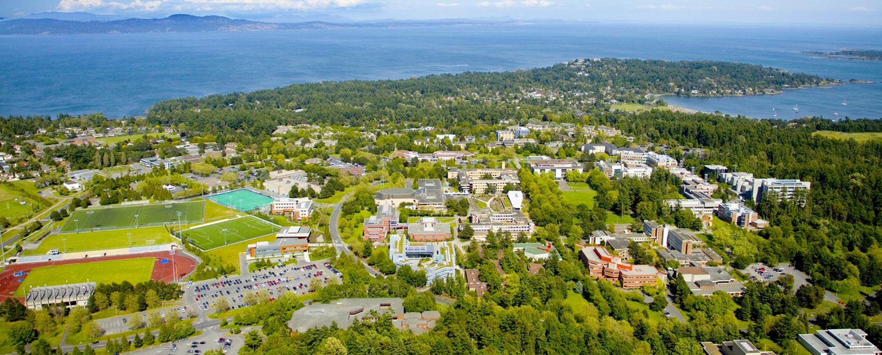 arial photo of uvic campus