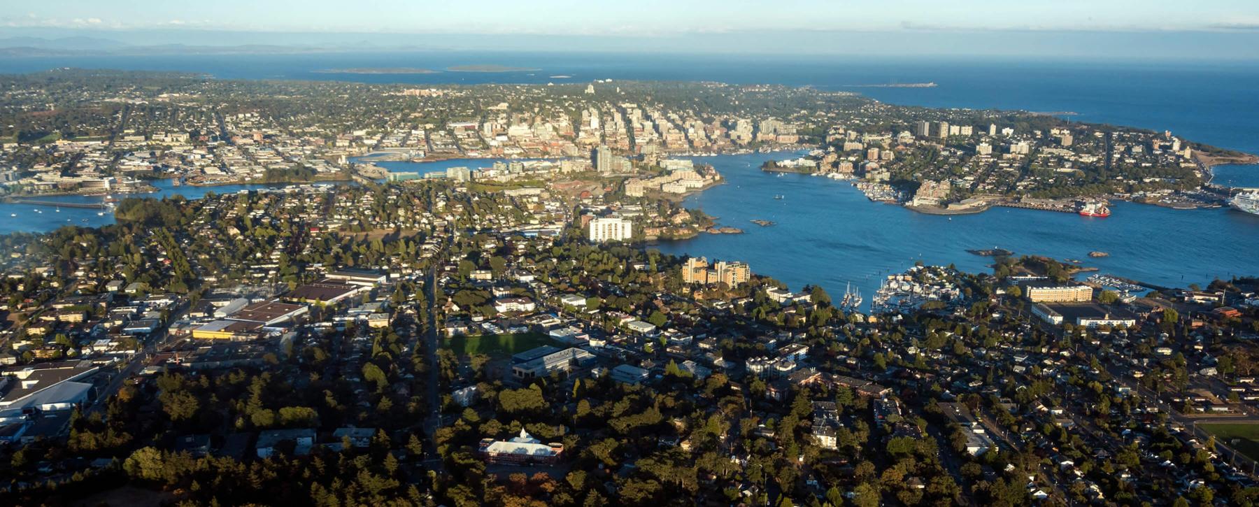 Aerial view of greater Victoria