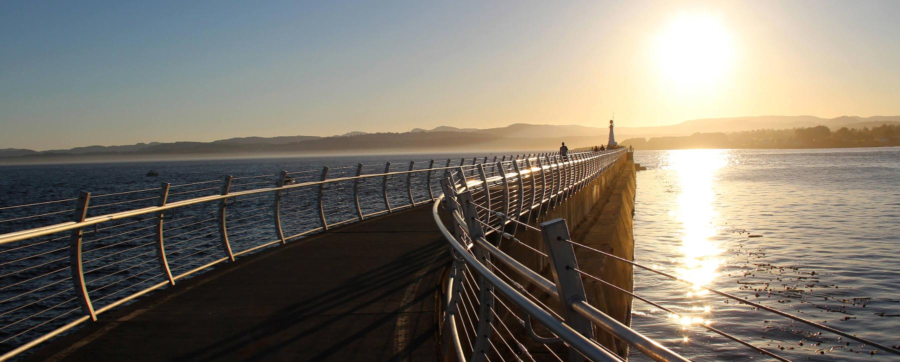 The Breakwater in Victoria, BC at sunset