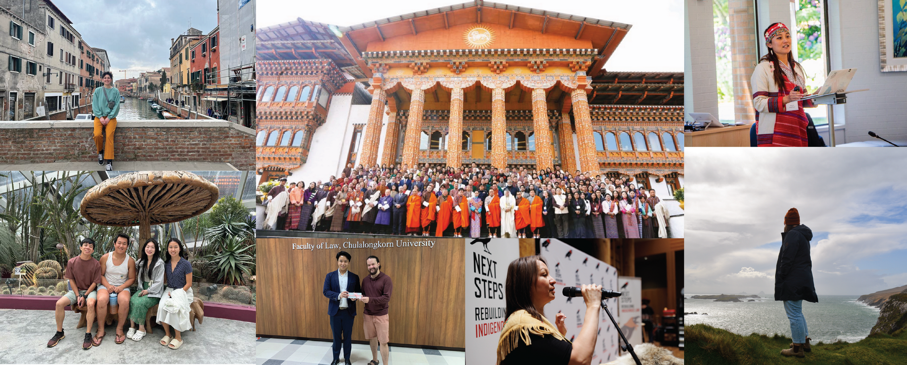 Collage of images depicting international engagement at the Faculty of Law 