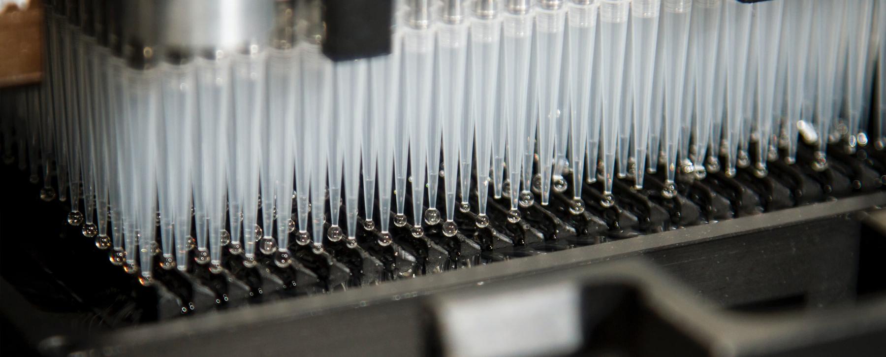 detail of medical vials in machine