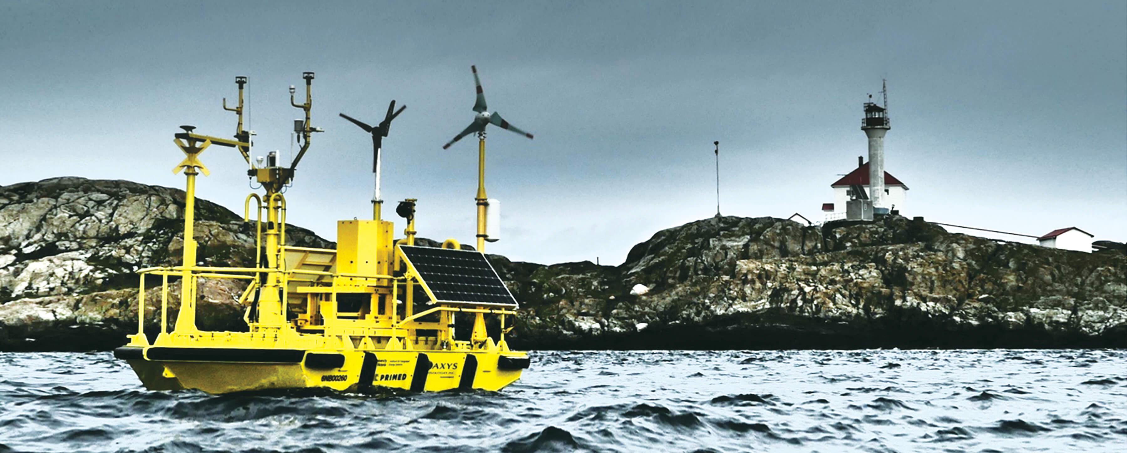 Custom wind buoy uses sensors to gather and transmit live data about wind speed and behaviour to researchers.