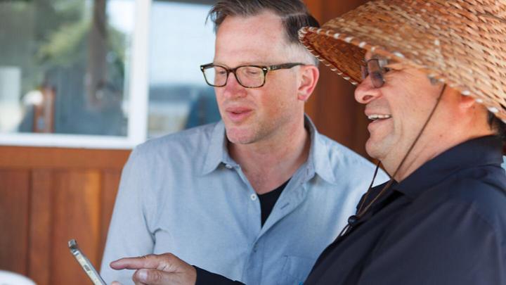 SSHRC Balance Co-Lab research partners Matt Murphy (Gustavson School of Business, UVic) and Chief Gordon Planes.