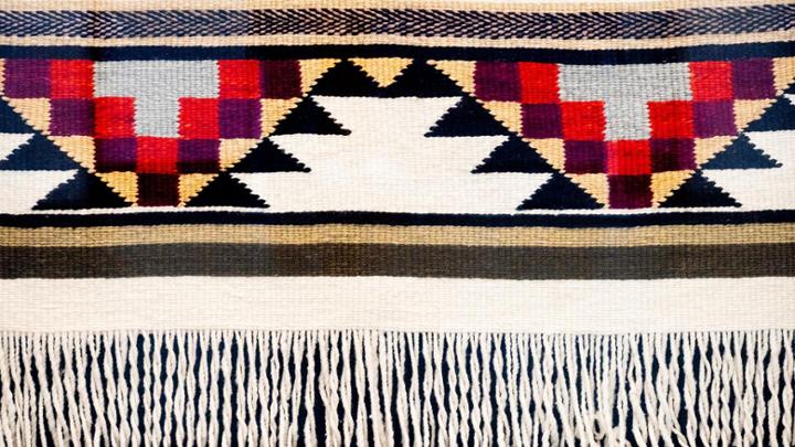 The ‘Highly Respected One's, Peace of Mind at Last’ Coast Salish Woven Blanket SIÁM SȽEȽWÁȽ NONET SWEꞢE,Ƚ.