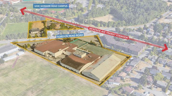 Diagram showing Ian Stewart Complex along McKenzie Avenue and Gordon Head Road