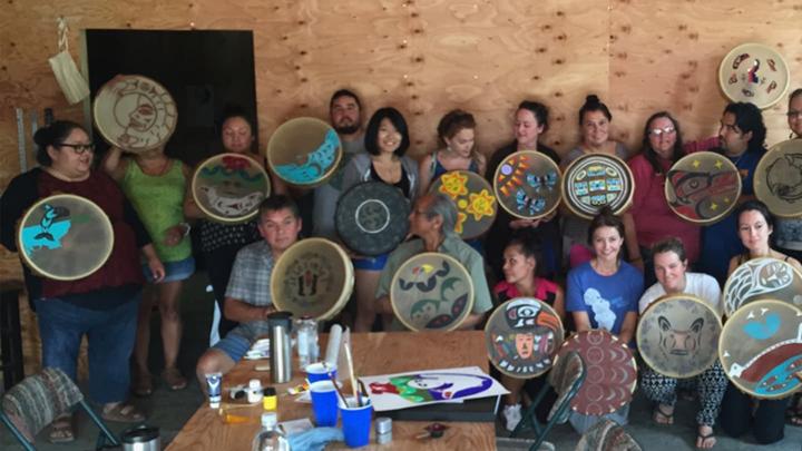 group of people drumming