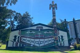 Wawadiťła, also known as Mungo Martin House—the ceremonial big house built by Chief Mungo Martin—at Thunderbird Park on the traditional territory of the lək̓ʷəŋən peoples and of the Songhees and Esquimalt Nations.