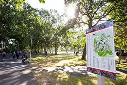 A wayfinding map posted on UVic campus.