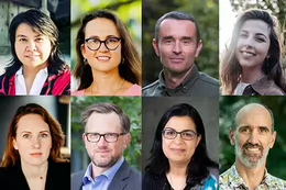 Grid of eight headshots of researchers profiled in the funding story.