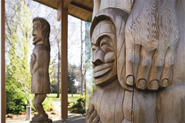 Totems in front of First Peoples House
