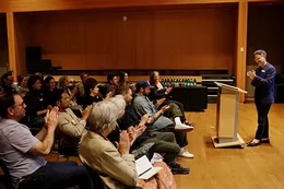 UVic researcher, Mauricio Garcia-Barrera speaks to an audience.