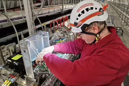 Installation of the TWOCRYST proof-of-principle setup at Point 3 of the largest particle physics laboratory in the world—the Large Hadron Collider. Photo credit: CERN. 