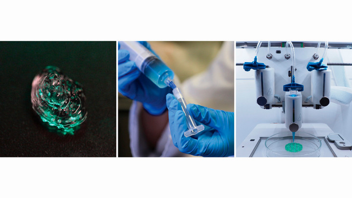 Bioink gel being used in a 3D printer