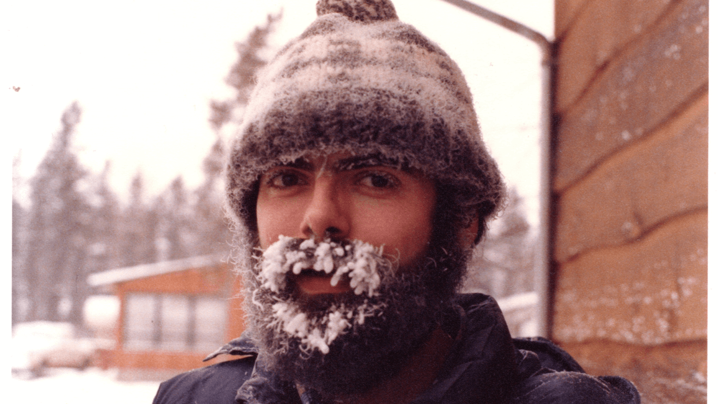 Don Ilich with icicles on his beard and a thick toque