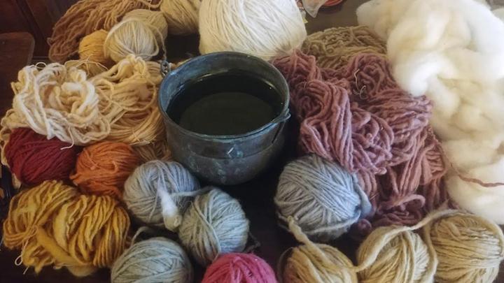 close up of wool dying process