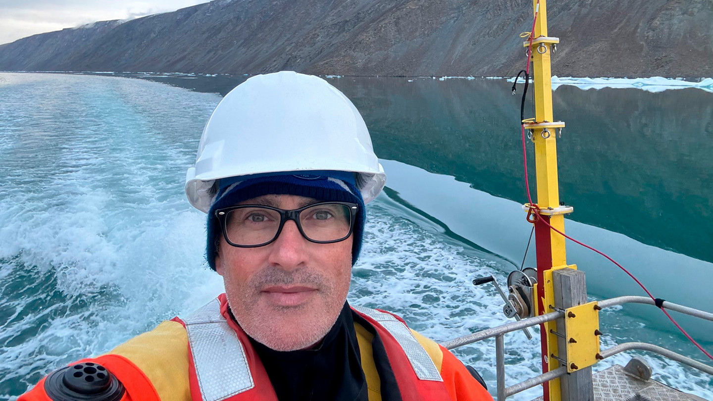 Jay Cullen on a vessel in a hardhat