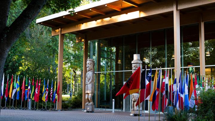 flags in front of first peoples house