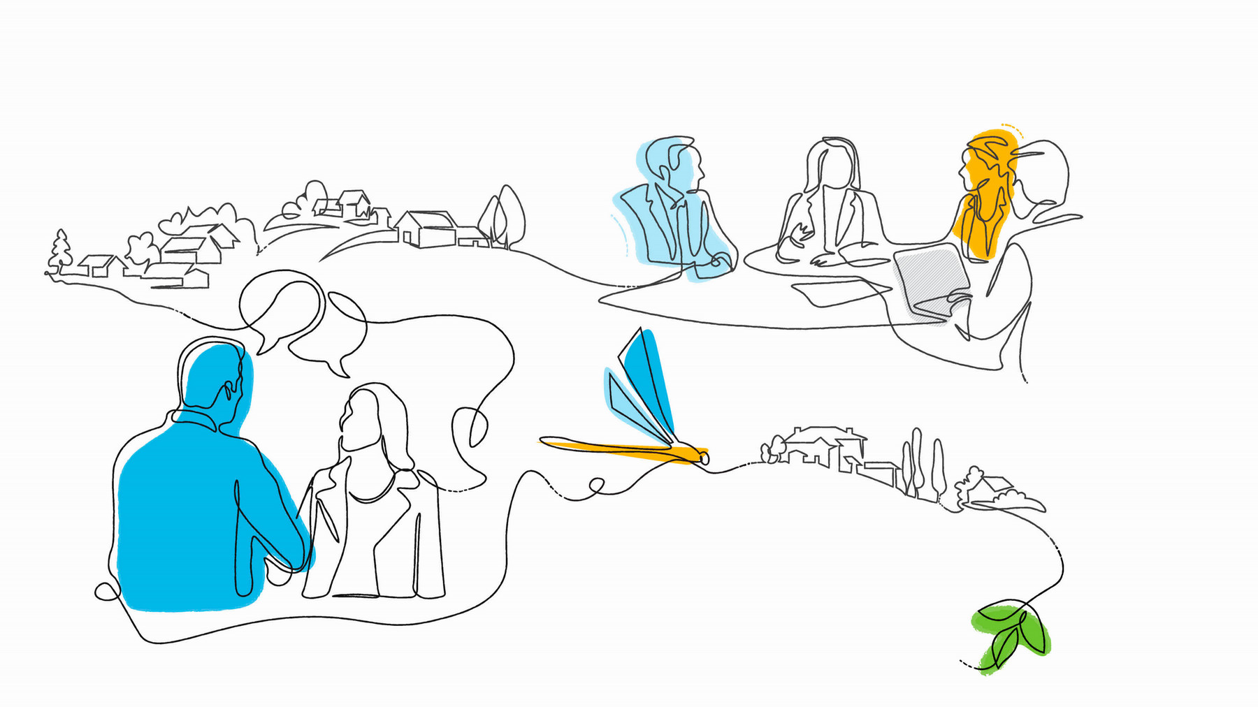 Projects, People, Places, Line Art