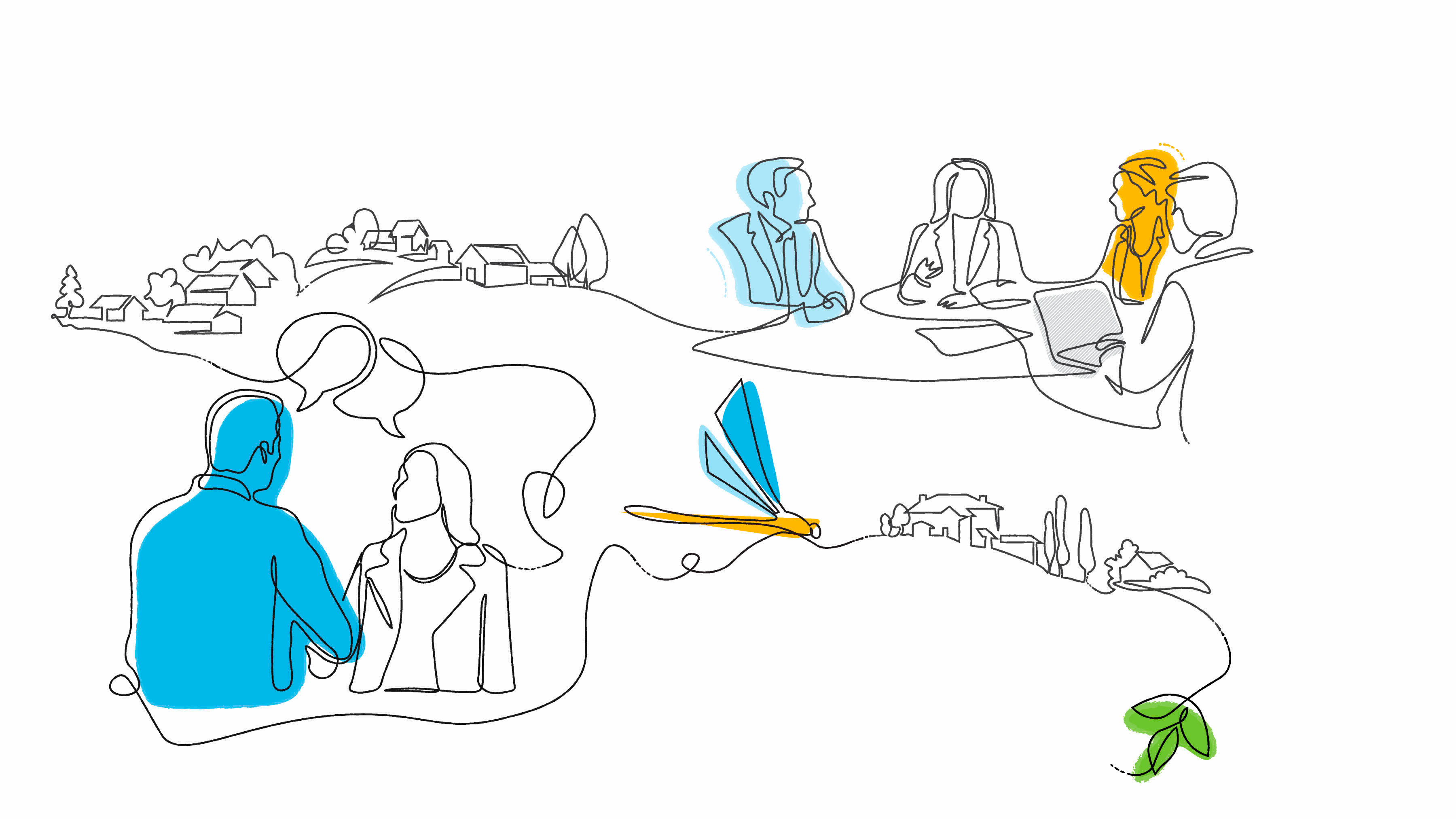 Projects, People, Places, Line Art