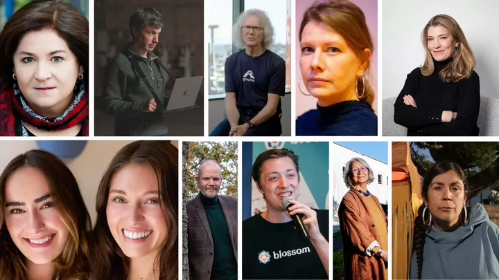 A collage of ten people. 