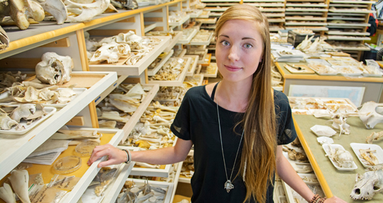 Student in the animal bone lab