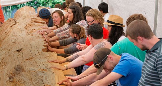 Education students working on a totem