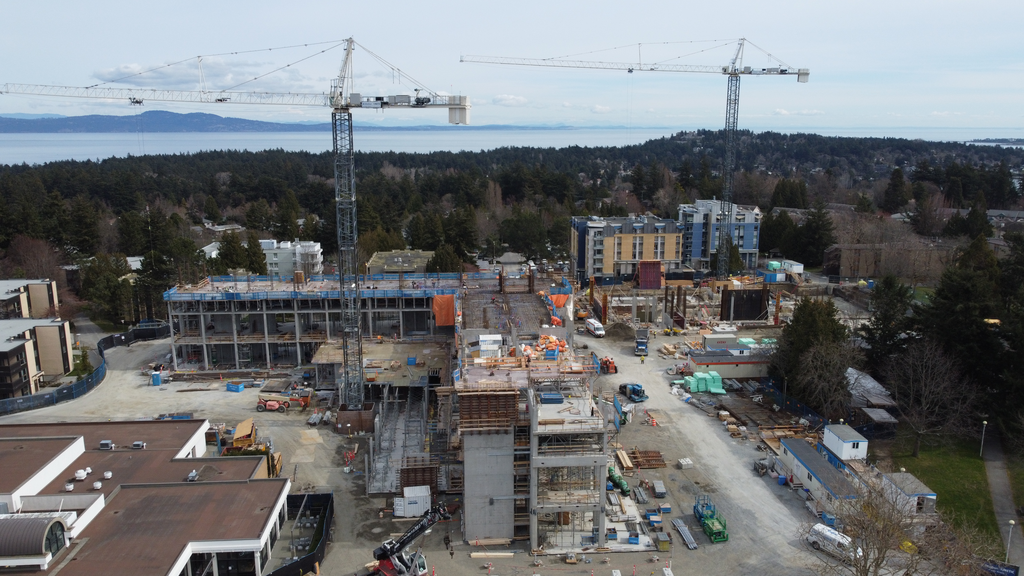 student housing and dining drone photo