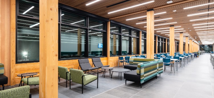 Inside the new UVic passive house student residence and dining facility building 1