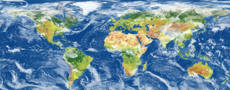 Satellite image of the world