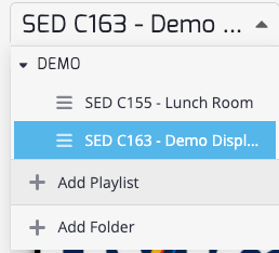 TelemetryTV playlist dropdown menu