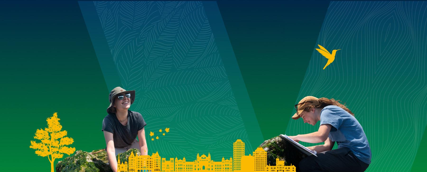 two students on colourful background