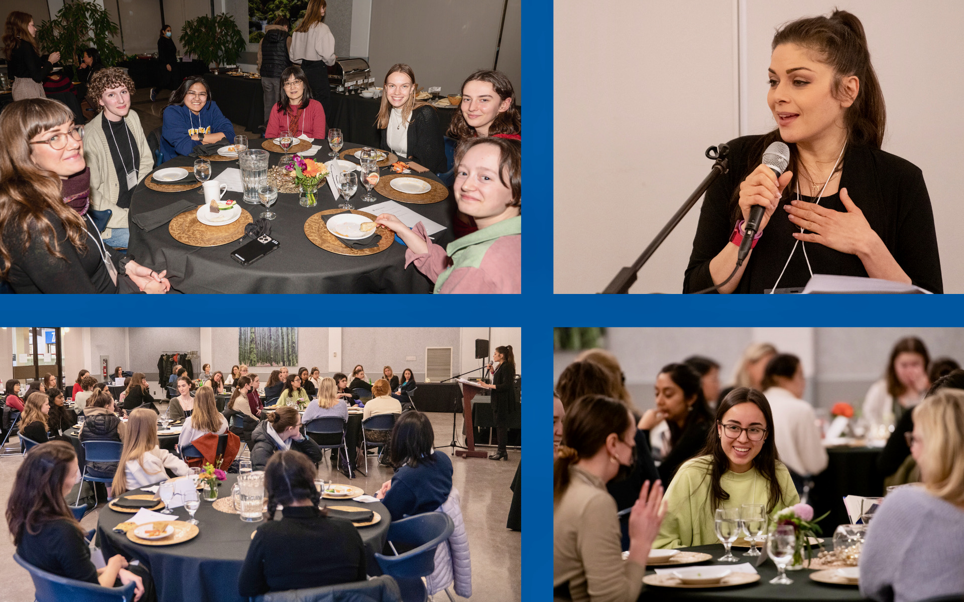 Uvic ECS Dean, Mina Hoorfar addressing students at an event.